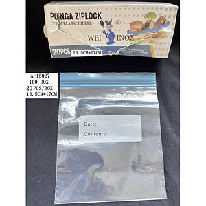 PUNGA ZIP PENTRU CALATORIE 20PCS, PVC A15027