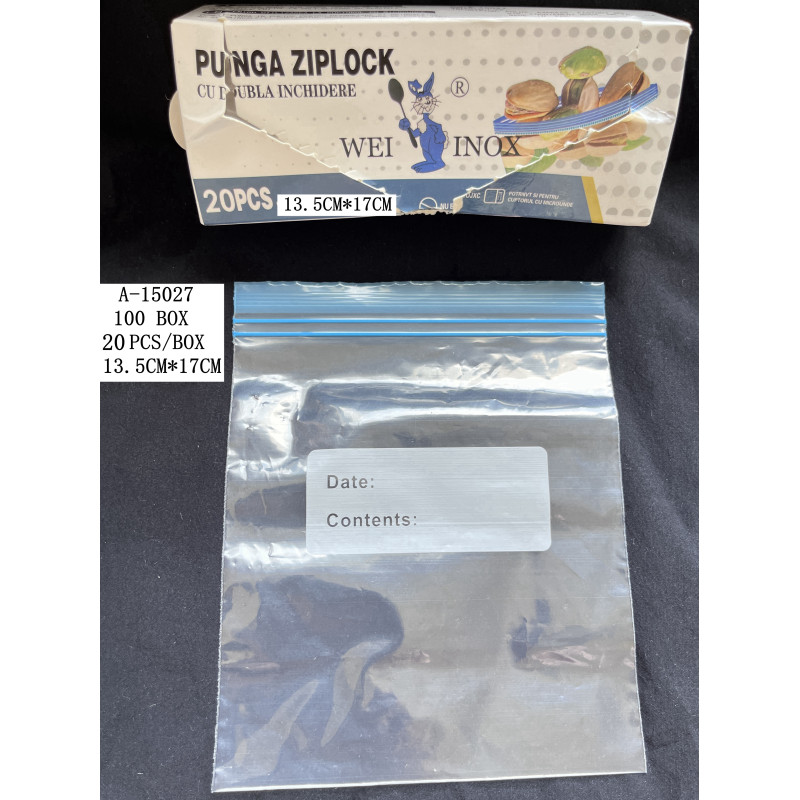 PUNGA ZIP PENTRU CALATORIE 20PCS, PVC A15027