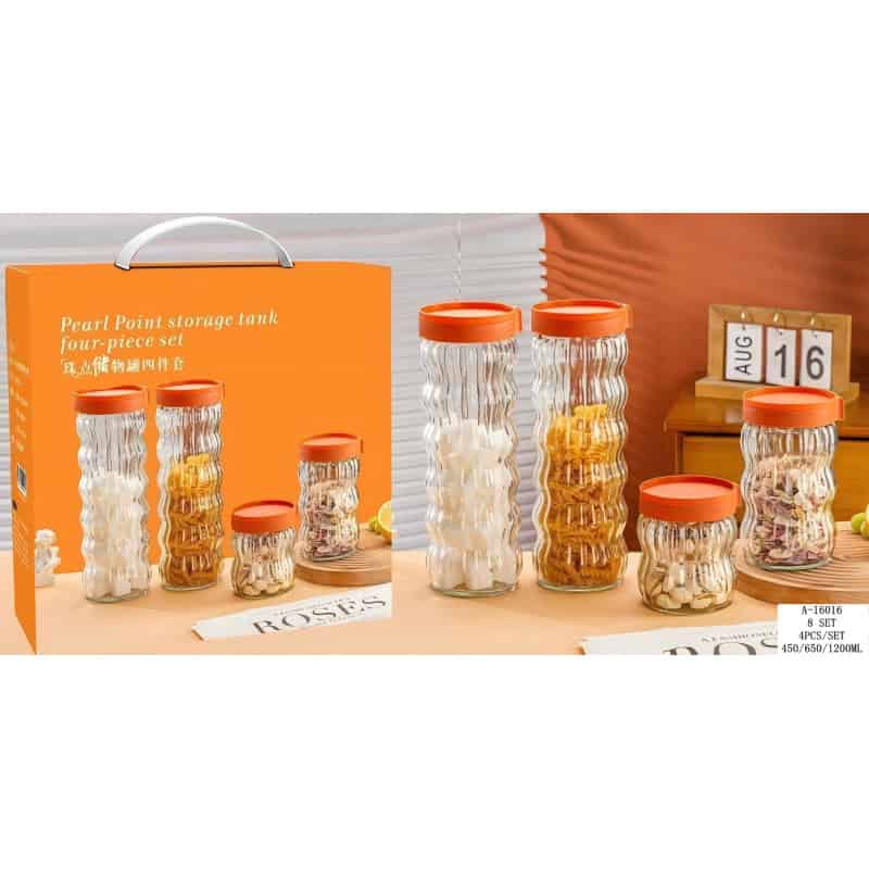SET BORCAN CONDIMENTE 4 PCS(450ML/650ML/1200ML), STICLA+PVC A16016