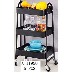 ETAJERA PT BUCATARIE CU ROLE 3 RAFTURI, FIER+PVC A11950