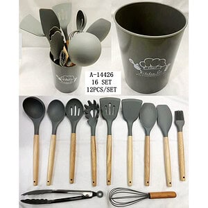 USTENSILE BUCATARIE 12 PCS, SILICON+LEMN+FIER+PVC A14426