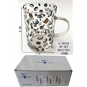 CANA 190 ML 6 PCS, STICLA A16316