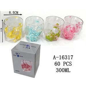 PAHAR PERETE DUBLU 300 ML, STICLA+FLORI USCATE A16317
