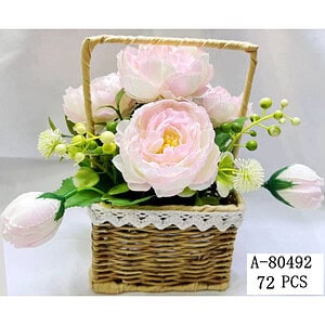 COS CU FLORI ARTIFICIALE, PVC+TEXTIL A80492