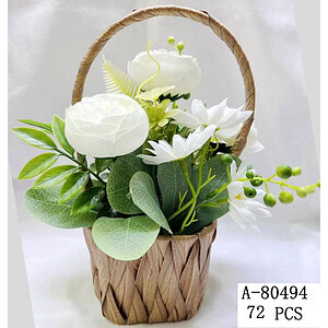 COS CU FLORI ARTIFICIALE, PVC+TEXTIL A80494