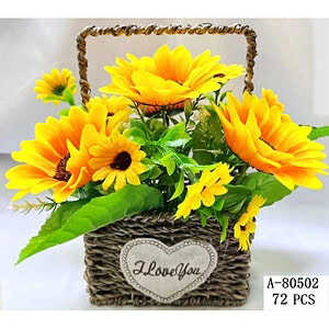COS CU FLORI ARTIFICIALE, PVC+PAPURA A80502