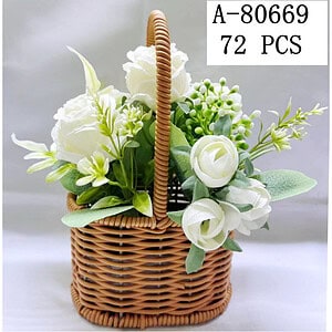 COS CU FLORI ARTIFICIALE, TEXTIL+PVC A80669