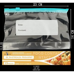 PUNGA ZIP PENTRU CALATORIE 15 PCS, PVC A14613