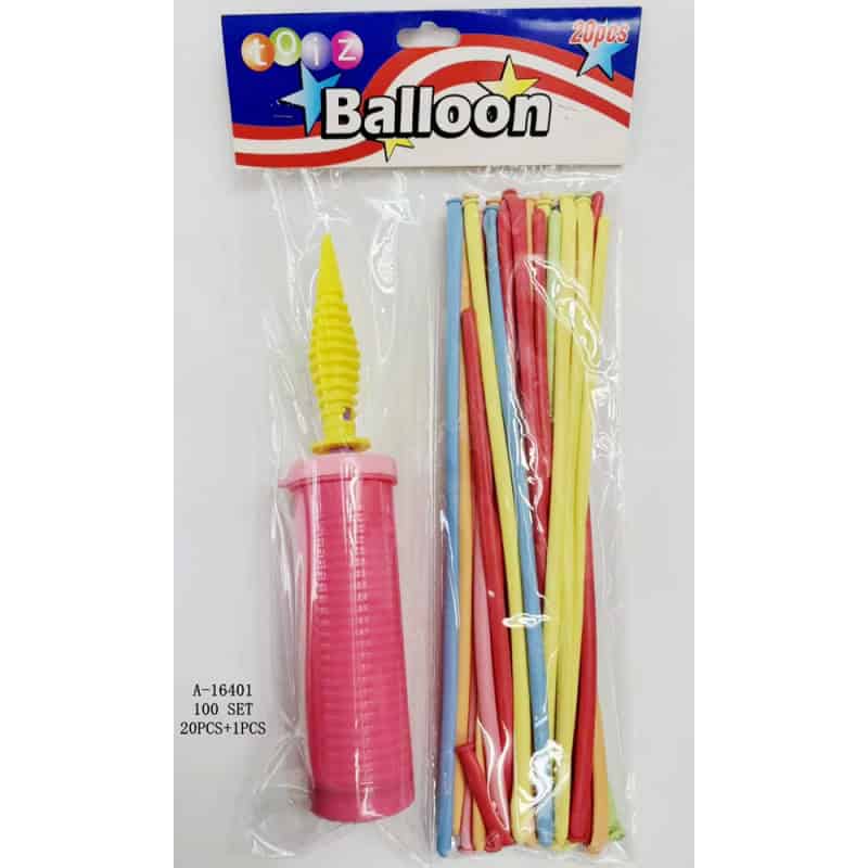 BALON 20 PCS+POMPA, CAUCIUC+PVC A16401