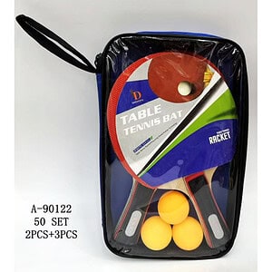 PALETA PINGPONG 2 PCS+3 MINGI, PVC+LEMN A90122