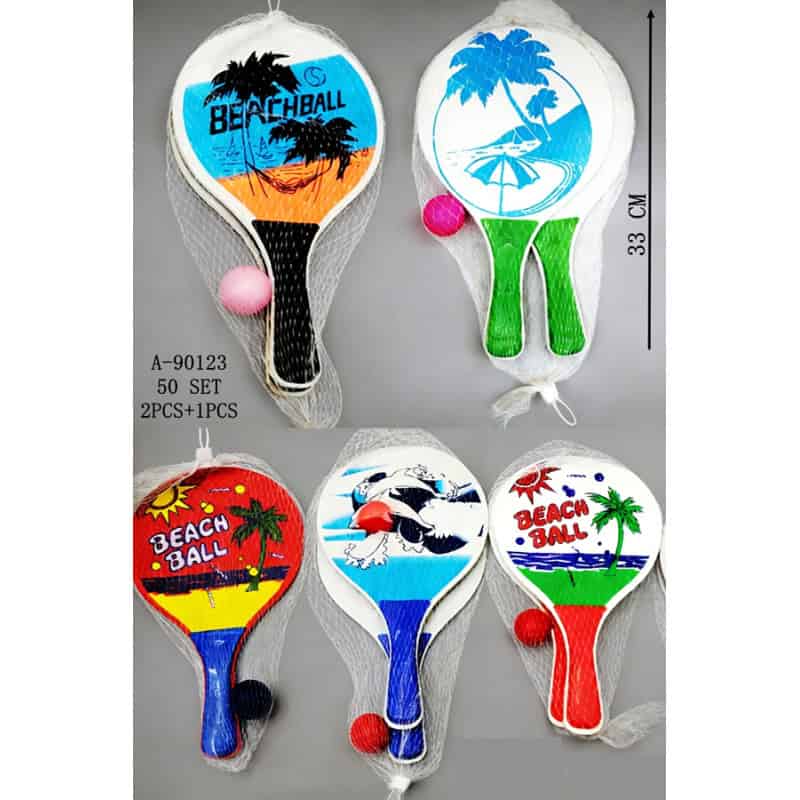 PALETA PINPONG 2 PCS+1 MINGIE, LEMN+CAUCIUC A90123