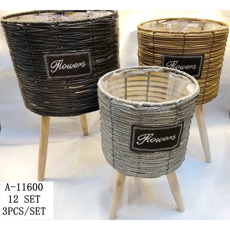 GHIVECI FLORI 3PC LEMN A11600