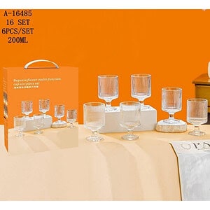 PAHAR CU PICIOR 6 PCS 200 ML, STICLA A16485