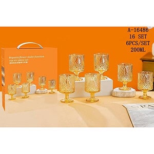 PAHAR CU PICIOR 6 PCS 200 ML, STICLA A16486