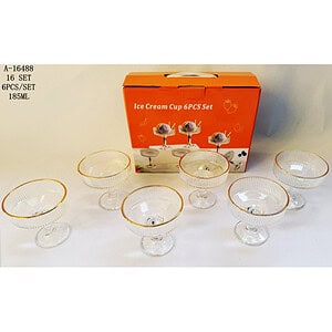 PAHAR CU PICIOR 6 PCS  185ML, STICLA A16488