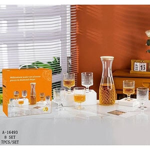 CARAFA LIMONADA (1200 ML)+6 PAHARE CU PICIOR (200 ML), STICLA+BAMBUS A16493
