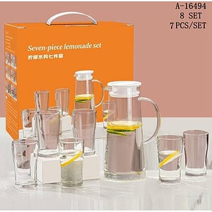 CARAFA LIMONADA (1350 ML)+6 PAHARE  (220 ML), STICLA+PVC A16494