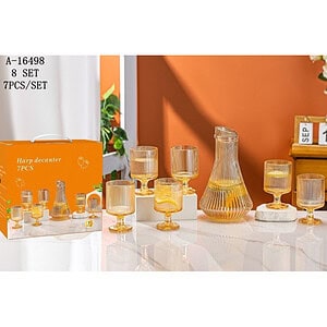 DECANTOR (1000ML)+6 PAHARE CU PICIOR (200 ML), STICLA A16498