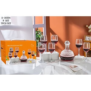 DECANTOR (1600ML)+6 PAHARE CU PICIOR (325 ML), STICLA A16504