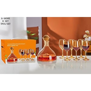 DECANTOR (1450ML)+6 PAHARE CU PICIOR (325 ML), STICLA+LEMN A16505