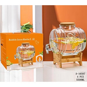BORCAN CU ROBINET SI SUPORT PENTRU LIMONADA 5.5 L, STICLA+BAMBUS A16507