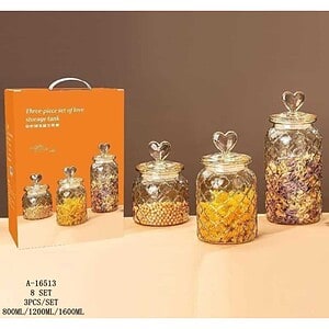 BORCAN CONDIMENTE 3PCS(800ML/1200ML/1600ML), STICLA+PVC A16513