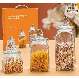 BORCAN CONDIMENTE 3PCS(600ML/1100ML/1500ML), STICLA+PVC A16514