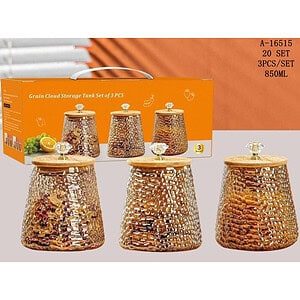 BORCAN CONDIMENTE 3 PCS (850ML), STICLA+BAMBUS A16515