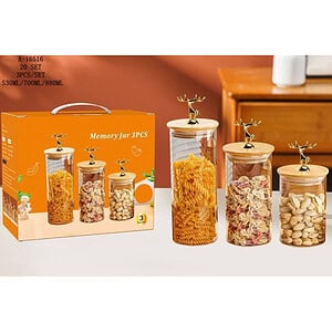 BORCAN CONDIMENTE 3 PCS(530ML/700ML/880ML), STICLA+BAMBUS+PVC A16516