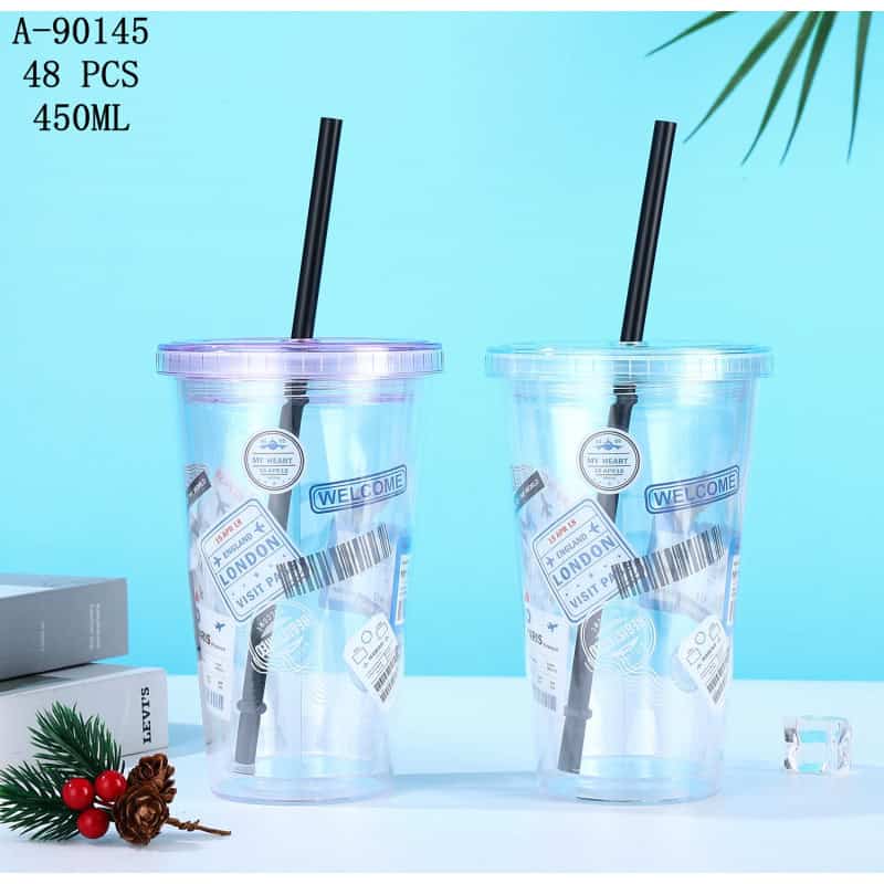 PAHAR CU CAPAC SI PAI 450ML, PVC A90145