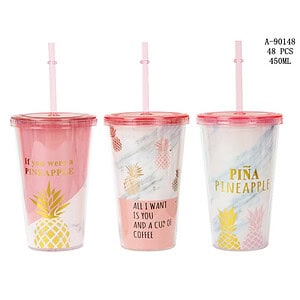 PAHAR CU CAPAC SI PAI 450ML, PVC A90148