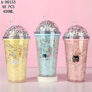 PAHAR CU CAPAC SI PAI CU PERETE DUBLU PENTRU BAUTURI RECI 450ML, PVC A90153