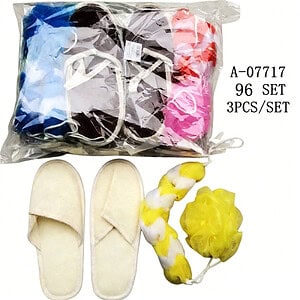 SET 3 PCS PAPUCI+BURETE BAIE, TEXTIL+PVC A07717