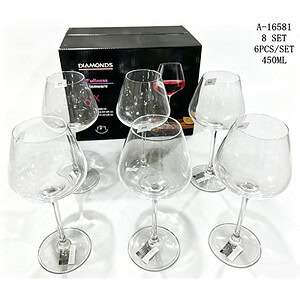 PAHAR CU PICIOR 6 PCS 450 ML , STICLA A16581