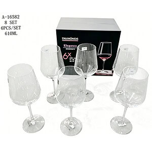 PAHAR CU PICIOR 6 PCS 610 ML , STICLA A16582