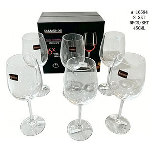 PAHAR CU PICIOR 6 PCS 450 ML , STICLA A16584