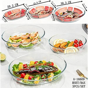 TAVA CUPTOR 3 PCS, STICLA A16609