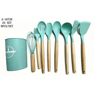 USTENSILE BUCATARIE 9 PCS, SILICON+LEMN A16728