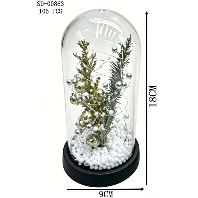 BRADUT DE CRACIUN LUMINOS IN CUPOLA 9*18CM, PVC SD00863