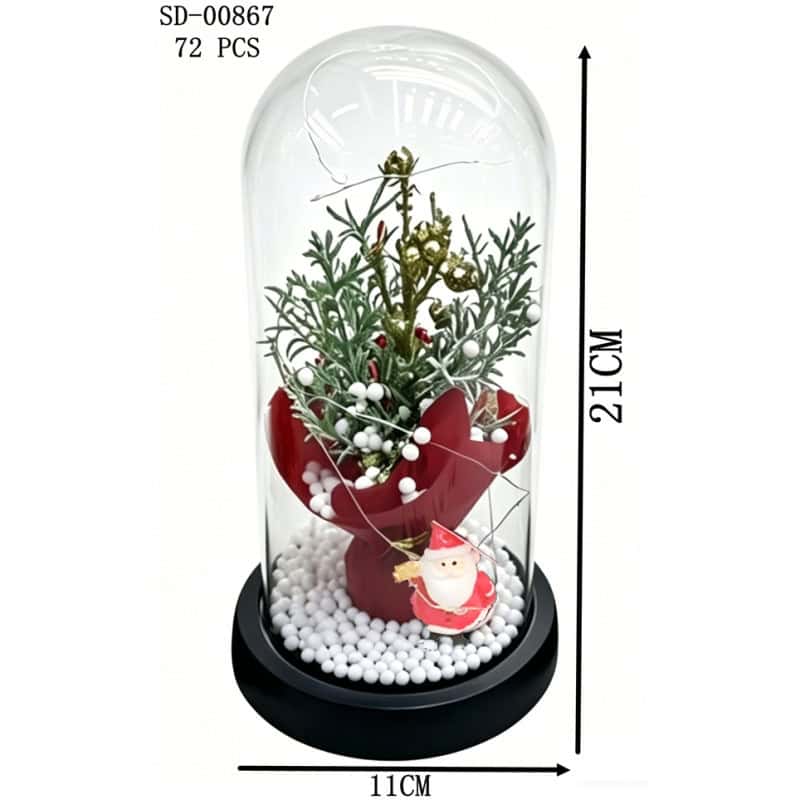 BRADUT DE CRACIUN LUMINOS IN CUPOLA 11*21CM, PVC+TEXTIL SD00867