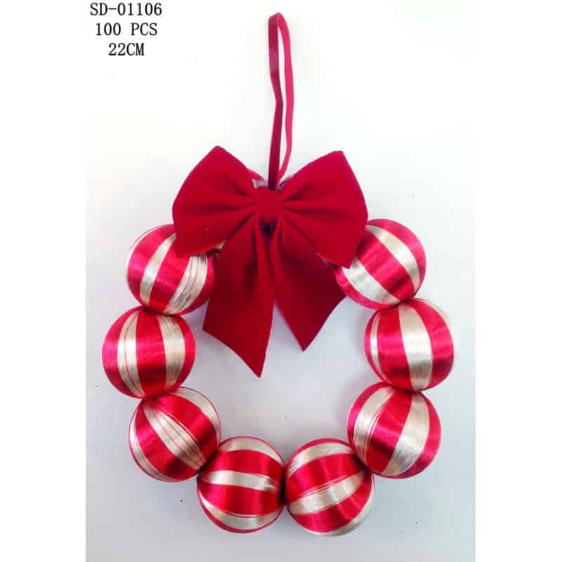 CORONITA DECORATIVA PT CRACIUN 22CM, PVC+TEXTIL SD01106