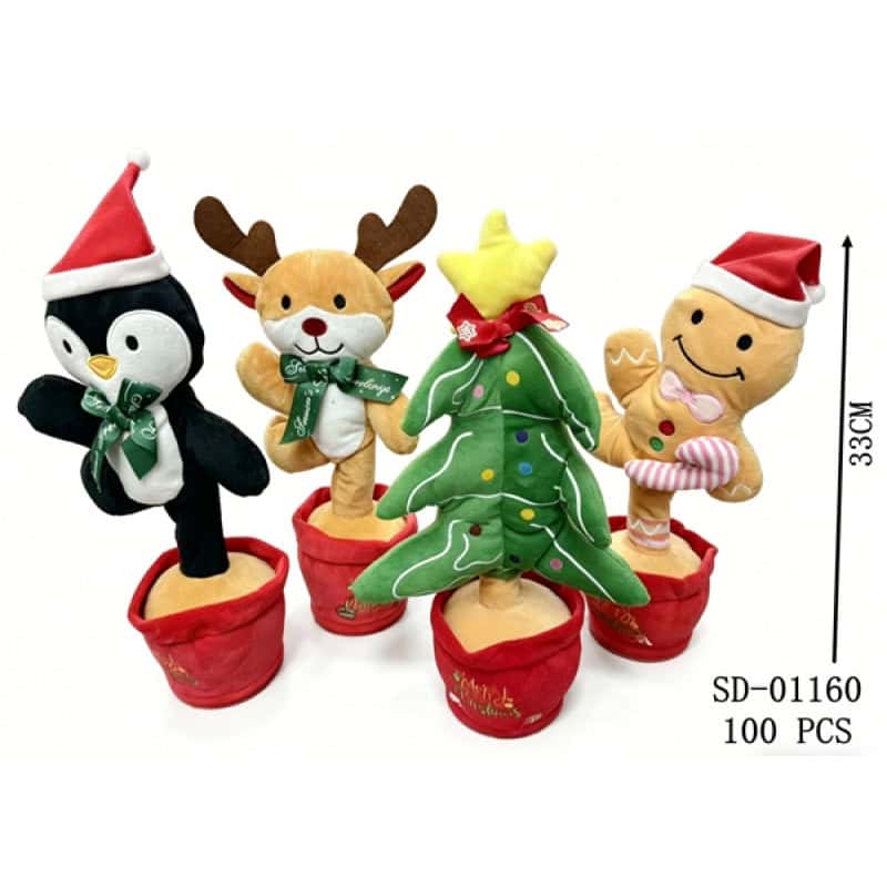 FIGURINA CRACIUN CU USB INREGISTRARE REPETARE, TEXTIL+PVC SD01160